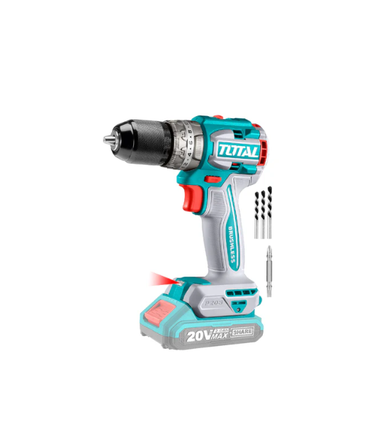 tidli206021 Taladro Percutor Inalambrico torque 60nm 13mm BL 20v + 4 Brocas TIDLI206021 Total - Imagen 1