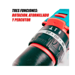 Taladro Atornillador Percutor Inalambrico BL torque 66nm 13mm TIDLI206681 Total - Imagen 4