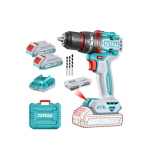 Taladro Atornillador Percutor Inalámbrico 20v con 2 Baterías, Cargador y Maletín Sin Carbones TIDLI20558 Total