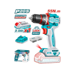 Taladro Atornillador Inalambrico 20V torque 55nm + 1 Bateria TDLI205582 Total