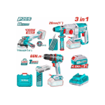 Kit Taladro Percutor + Esmeril Angular + Rotomartillo Inalambrico + 2 Baterias TOSLI241198 Total