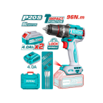 Taladro Atornillador Percutor Inalambrico Torque 96nm Brushless 20v + 2 baterias TIDLI20968 Total