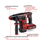Rotomartillo Inalámbrico SDS PLUS Profesional TP-HD 18/28 Li BL+4 (1x3,0Ah+) con bateria Einhell - Imagen 3