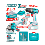 Kit Taladro Percutor 96nm + Esmeril Angular Inalambrico TOSLI241298 Total