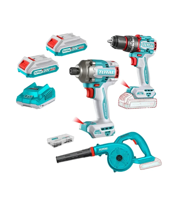 TOSLI250182 Kit Taladro Percutor + Atornillador de Impacto + Soplador Inalambrico TOSLI250182 Total - Imagen 1