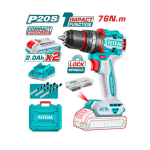 Taladro Atornillador Percutor Inalambrico 76nm + 2 baterias TIDLI20768 Total