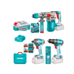 Kit Taladro Percutor 96nm + Atornillador de Impacto 285nm + Rotomartillo 4.5J Inalambrico TOSLI250693 Total