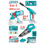 Kit Pistola de Pintar + Hidrolavadora + Aspiradora Inalambrico TOSLI230522 Total