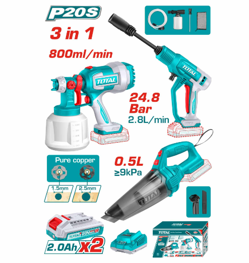 Captura de pantalla 2025-11-05 202712 Kit Pistola de Pintar + Hidrolavadora + Aspiradora Inalambrico TOSLI230522 Total - Imagen 1