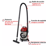 Aspiradora Electrica seco / húmedo TC-VC 1540 S Einhell - Imagen 2
