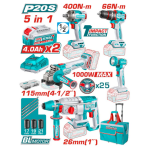 Kit Inalambrico Taladro + Llave de Impacto + Esmeril + Rotomartillo + Lampara TCKLI20592 Total
