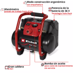 Compresor Hibrido de Aire Inalambrico TE-AC 36/150 Li OF-Solo Einhell - Imagen 2