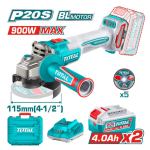 Esmeril Angular Inalámbrico 900W 20V + 2 Baterías TAGLI261522 Total
