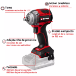 Llave de impacto inalámbrico PROFESSIONAL TP-CW 18/350-C Li BL con bateria Einhell - Imagen 7