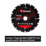 Sierra Circular Inalámbrica Professional TP-CS 18/136-C Li BL - Solo Einhell - Imagen 8