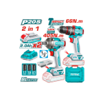 Kit Taladro Percutor 66Nm + Llave Impacto 405Nm 20V Inalambrico TCKLI20286 Total