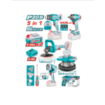 Kit Pulidora + Llave de Impacto + Pistola de Calor + Lampara Inalámbricas para Mecánico TOSLI250592 Total