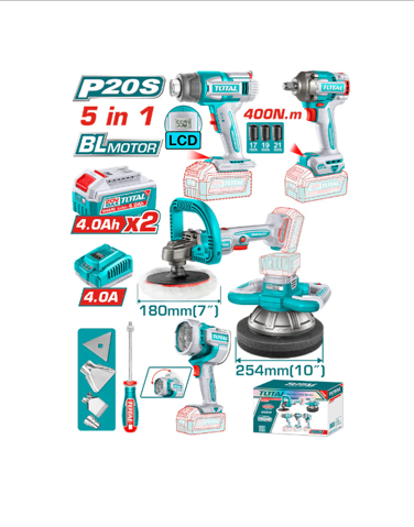 Captura de pantalla 2026-05-07 221819 Kit Pulidora + Llave de Impacto + Pistola de Calor + Lampara Inalámbricas para Mecánico TOSLI250592 Total - Imagen 1