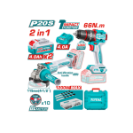 Kit Taladro Percutor 66NM y Esmeril Angular 4 1/2 inalámbrico TCKLI20256 Total